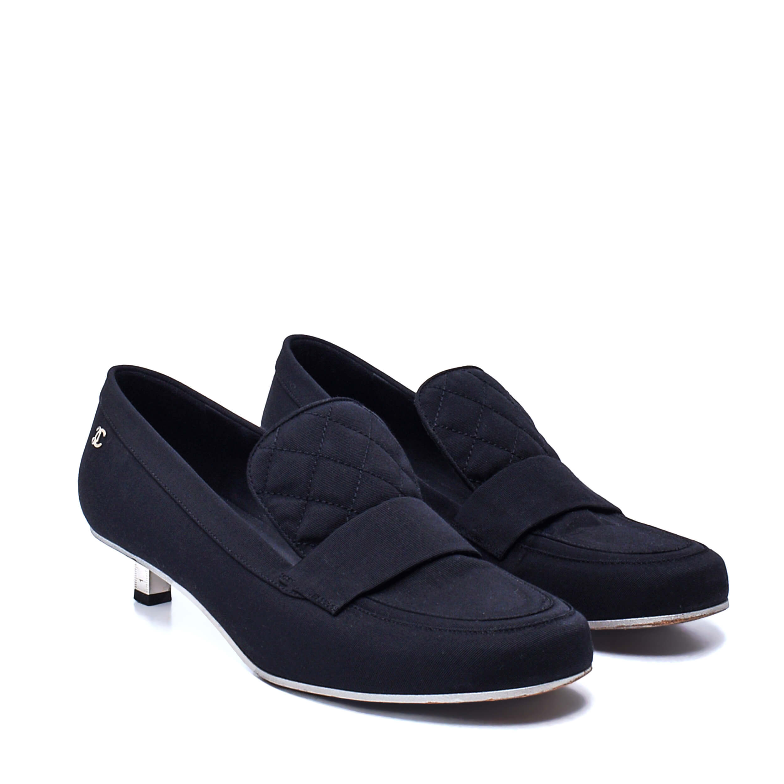 Chanel - Black Ruler Heeled Loafers / 39